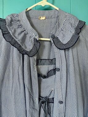 Women’s Blue Dot Print Nightgown with Matching Robe